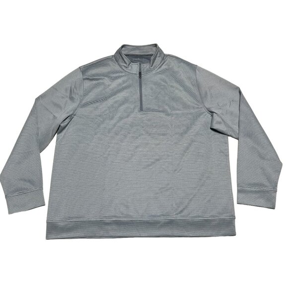 Hickey Freeman 1/4 Zip Golf Pullover Shirt Mens XXL Gray Striped Long Sleeve - Picture 1 of 8